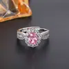 Transmissão ao vivo item mais vendido imitação de coco formato de ovo redondo anel de gema cristal colorida para mulheres em nicho anel de diamante de alto carbono versátil temperamento