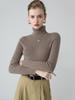 Suéter de Cachemira para Mujer con Cuello Alto, Nuevo Color Sólido de Otoño e Invierno, Suéter Base de Punto Fino de Lana de Manga Larga con Costilla