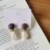 Nuevos pendientes de madera natural color verde oliva y resina estilo Zen chino, pendientes vintage de cuentas de madera de color contrastante trenzadas, pendientes artísticos tradicionales chinos