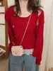 Conjunto de dos piezas de punto elegante y femenino con empalme de encaje y cuello redondo para mujer, nuevo y dulce cárdigan de punto para la primavera de 2026, moderno