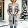 Nuevo cárdigan largo de punto con botones para Navidad, suéter abrigo de moda estampado para otoño e invierno, personalizado, casual para mujer