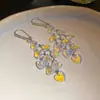 Pendientes de Borla Corazón de Cristal de Zirconia Nicho Lujo Gama Alta Pendientes de Moda Versátiles Personalidad Temperamento Pendientes para Mujer