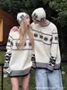 Suéter Retro de Punto Fair Isle Jacquard de Manga Larga Holgado Perezoso de Cuello Redondo Versátil para Otoño e Invierno
