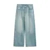 Jeans de pierna recta de moda retro estilo japonés de la marca Rumeng para hombre, versátiles casuales de otoño de corte holgado, pantalones largos de pierna ancha para pareja
