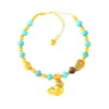 Pulsera de Pegaso con Carácter de Fortuna Chapada en Oro Estilo Antiguo, Nueva Pulsera de Calabaza de Turquesa Azul Estilo Retro Chino, Venta al por Mayor, Color Duradero