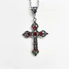 Collar Colgante Cruz de Piedra Negra Gótica Rubí Diamante Moda Simple Retro Europeo y Americano para Hombres y Mujeres