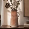 Macetas de Cerámica Estilo Wabi-Sabi, Adornos Decorativos Rojos Rústicos, Macetas de Cerámica Gruesa Vintage, Jarrón Cerámico Grande para Arreglo Floral en Mueble de TV de Entrada