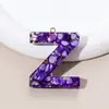 Llavero de 26 Letras Más Vendido por el Fabricante, Piedra Morada, Colgante Pequeño Semiacabado, Resina, Accesorios de Joyería DIY para Mujeres