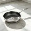 Sartén Plana con Borde, Sartén Plana de Acero Inoxidable, Antiadherente, Apta para Estufas de Inducción y Gas, Sartén Plana de Acero de Tres Capas, Wok