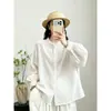 Elegante y artística camisa de gasa de algodón con mangas de encaje para mujer, nuevo estilo de otoño, moderna, rejuvenecedora, adelgazante, camisa casual al por mayor