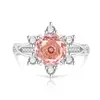 Transmissão ao vivo venda quente pedras preciosas coloridas diamantes de alto carbono corte rosa anel de girassol moderno versátil banhado a ouro real anel de dedo dropshipping
