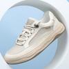 Zapatos de tabla de estación europea, zapatos de hombre de cuero genuino, zapatos casuales deportivos de verano de malla transpirable, zapatos blancos gruesos de todo fósforo para hombre