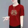 Ropa de mujer de marca con sobrestock de comercio exterior transfronterizo, camisetas de manga corta estilo mamá, tops holgados adelgazantes