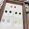 Brincos Coreanos de Luxo Leve com Botões Coloridos, Brincos Exagerados e Estilosos, Modernos e Versáteis, Brincos de Prata com Zircônias para Mulheres