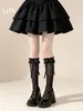Meias brancas de renda oca em formato de coração, estilo Lolita, com acabamento em renda festonada, atacado