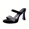 Pantuflas de Tacón Alto con Pedrería para Mujer, Nuevo Estilo Verano 2026, Plataforma Impermeable Suave, Sandalias Cómodas de Tacón Grueso
