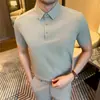 Nueva Camisa Polo de Manga Corta para Hombre Verano 2026, Nylon de Lujo Ligero Alta Elasticidad Seda de Hielo Delgada de Negocios Secado Rápido Camiseta para Hombre