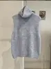 Colete de tricô de gola alta KEKEZOON para mulheres, colete suéter versátil, blusa de tricô sem mangas 8946
