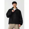 Jaqueta Masculina de Patchwork Xadrez com Gola Alta para Primavera e Outono Marca Americana de Moda à Prova de Vento Impermeável High Street Jaqueta Bonita para Casal