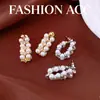 Pendientes de Zirconia y Perla Estilo Retro Francés Aguja de Plata, Lujo Ligero, Gama Alta, Pendientes Sencillos, Exquisitos, Modernos, Versátiles para Mujer