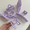 Pinza de Agarre para Cabello con Lazo Suave y Fresco, Temperamento Dulce, Moda, Morado Cremoso, Pinza de Tiburón, Disco para el Cabello, Parte Posterior de la Cabeza, Media Recogida