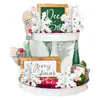 Adornos de Madera para Escritorio Navideños de Copo de Nieve con Ensamblaje 3D Azul y Blanco con Purpurina Centro de Mesa para Comedor Decoraciones para Fiestas y Hogar