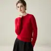Novo Suéter de Malha Gola Redonda 100% Caxemira Outono/Inverno 2026 para Mulheres, Suéter Pulôver de Corte Justo, Camada Base