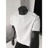 Camiseta Masculina Verão Transfronteiriça Manga Curta Ombro Único Unissex Americana Desconstruída Patchwork Cinza Gola Pequena Manga Curta Pesada Cropped
