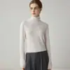 Suéter 100% Caxemira Outono Inverno Nova Chegada Primeira Linha Prêt-à-Porter Feminino Gola Alta Barra Dobrada Tricô Versátil Emagrecedor Quente