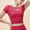 Ropa de Yoga Deportiva de Manga Corta para Mujer Primavera y Verano Holgada Fitness Running Secado Rápido Camiseta de Manga Corta Traje Transpirable de Pilates