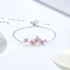 Pulsera a Juego de Plata S925 con Diseño Original de Flor y Mariposa para Mujer, Estilo Bosque, Nicho, Versátil, Estilo Chino, Joyería de Mariposa Esmaltada al por Mayor