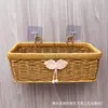 Cesta de Armazenamento Tecida de Rattan Sintético Prateleira de Armazenamento Decoração de Cozinha Banheiro Cesta de Parede para Flores Armazenamento Cesta de Lavar Cesta de Parede para Gengibre e Alho