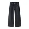Pantalones Vaqueros de Mezclilla Cruda Premium con Tinte Reactivo Mu Qiu para Hombre Estilo Old Money para Viajar Pantalones Largos Sueltos de Pierna Recta