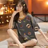 Pijama para Mujer Verano Manga Corta Shorts Talla Grande Traje Estilo Coreano Niñas Dulce Lindo Dibujos Animados Ropa de Casa de Verano para Mujer