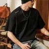 Camiseta de Manga Corta Pesada Estilo Old Money para Hombre 2026 Nueva Simple Bolsillo Bordado Verano Top Casual Americano