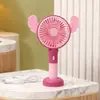 2026 Nuevo Ventilador de Mano de Dibujos Animados con Orejas Grandes, Viento Fuerte de Tres Velocidades, Base Desmontable, Carga USB, Ventilador de Escritorio
