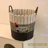 Cesta de lavandería de gran capacidad estilo cachorro lindo de ratán sintético, cesto de lavandería para juguetes de baño, cesta de almacenamiento tejida