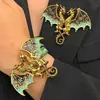 Pulseira Tecida à Mão com Dragão de Esmalte Vintage de Nicho Pulseira de Dragão Cravejada com Diamantes Transfronteiriça Europeia e Americana Joia Versátil Personalizada para Homens