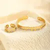 Moda Europeia e Americana Simples Pulseira Colmeia Coração Delicado Luxo Leve Personalidade de Alto Padrão Conjunto de Anel Bracelete Aberto