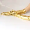 Guantes Largos de Charol, Guantes Sexy Recubiertos, Guantes Largos de Piel Brillante Dorados y Plateados, Guantes de Desempeño Escénico de Tubo de Acero