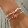 Pulseira de Contas Temu Transfronteiriça Novo Estilo Doce de Feriado Retrô Tartaruga Estrela-do-Mar Turquesa Imitação Pérola Duas Peças