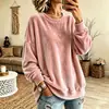 Sudadera de Terciopelo Dorado para Mujer Otoño Invierno Más Terciopelo Cuello Redondo Manga Larga Estilo Nuevo Color Sólido Holgada Casual Transfronteriza Europea Americana Venta Caliente
