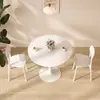 Conjunto de mesa redonda pequeña blanca de estilo nórdico y sillas, moderno, para tiendas de té de leche y cafeterías, mesa de comedor tipo tulipán, mesa de reuniones