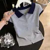 Dropshipping Verão 2026 Nova Moda Color Block Versátil Jovem Solta Manga Curta Camiseta Top