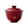 Gaiwan de Cerámica Estilo Dinastías Tang y Song con Estampado Dorado de Mariposa para Uso Doméstico, Tazón de Té, Juego de Té Kung Fu, Arcilla de Alta Calidad, Gaiwan de Mariposa Anti-quemaduras