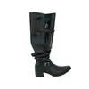 Chuyuji 2026 Novo Estilo Botas Plissadas Empilhadas com Salto Bloco, Solado Grosso, Bico Fino, Botas Longas de Designer Coreano Feminino
