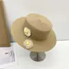 Nuevo Sombrero de Paja Plano de Ala Ancha para el Sol de Verano Crisantemo Sombrero Plano de Paja Parasol Exterior Sombrero Plano de Paja Protector Solar Margarita
