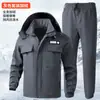 Conjunto de jaqueta corta-vento e resistente à água para outono e inverno para homens e mulheres, camada única com forro de fleece, quente para ciclismo ao ar livre, esqui e montanhismo