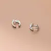 Love Lodge s925 Plata Estrella Dulce Clip de Oreja para Mujer Aretes Simples de Línea de Tres Capas Estilo Coreano M00323