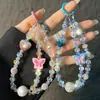 Cadena de Teléfono Móvil Corazón de Pedrería de Gama Alta Colgante de Muñeca de Moda para Mujer Llavero Corto Colgante de Cristal para Bolso